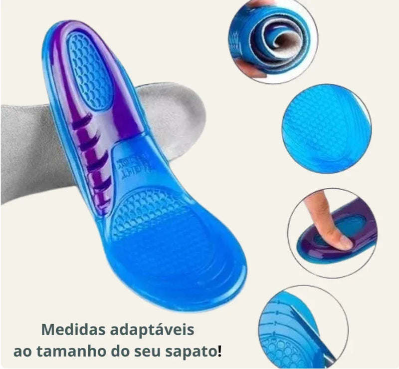 Palmilha Ortopédica Gel de Silicone para Dores nos Pés Anti Impacto para Sapato