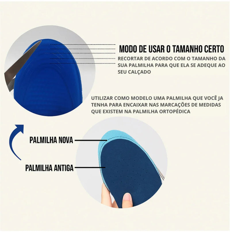 Palmilha Ortopédica Gel de Silicone para Dores nos Pés Anti Impacto para Sapato
